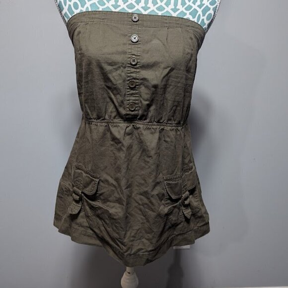 Twentyone Hunter Green Strapless Utility Mini Dress Size Medium - Picture 1 of 7